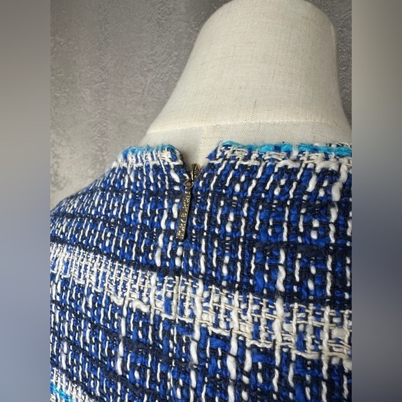 Tory Burch Women’s Sleeveless Tweed Stripes Sheath Dress Blue Sz 2 - Picture 6 of 12